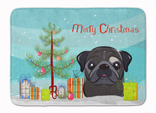 Load image into Gallery viewer, Christmas Tree and Black Pug Machine Washable Memory Foam Mat BB1635RUG