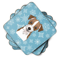 Load image into Gallery viewer, Snowflake Jack Russell Terrier Coasters - Set of 4 Lightweight Foam, Absorbent Drink Coasters BB1636FC
