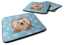 Load image into Gallery viewer, Snowflake Yorkie Yorkshire Terrier Coasters - Set of 4 Lightweight Foam, Absorbent Drink Coasters BB1638FC