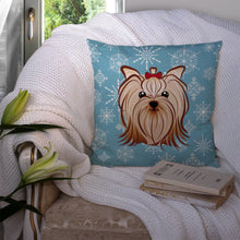 Load image into Gallery viewer, Snowflake Yorkie Yorkshire Terrier Throw Pillow - 14x14 Decorative Pillow – Art for Your Home &amp; Patio BB1638PW1414