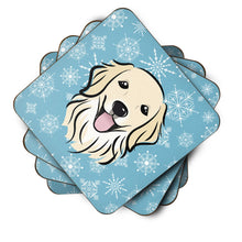Load image into Gallery viewer, Snowflake Golden Retriever Coasters - Set of 4 Lightweight Foam, Absorbent Drink Coasters BB1639FC