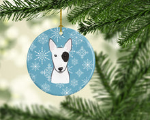 Load image into Gallery viewer, Snowflake Bull Terrier Ornament - Round Ceramic Ornament – Artist-Designed Keepsake Decoration BB1643CO1