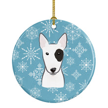 Load image into Gallery viewer, Snowflake Bull Terrier Ornament - Round Ceramic Ornament – Artist-Designed Keepsake Decoration BB1643CO1