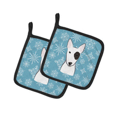 Load image into Gallery viewer, Snowflake Bull Terrier Pot Holders - Set of 2 - Heat-Resistant Kitchen Essentials BB1643PTHD