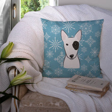 Load image into Gallery viewer, Snowflake Bull Terrier Throw Pillow - 14x14 Decorative Pillow – Art for Your Home &amp; Patio BB1643PW1414