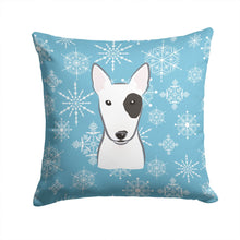 Load image into Gallery viewer, Snowflake Bull Terrier Throw Pillow - 14x14 Decorative Pillow – Art for Your Home &amp; Patio BB1643PW1414