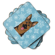 Load image into Gallery viewer, Snowflake German Shepherd Coasters - Set of 4 Lightweight Foam, Absorbent Drink Coasters BB1645FC