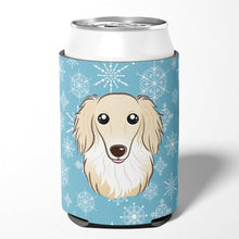 Load image into Gallery viewer, Snowflake Longhair Creme Dachshund Can or Bottle Hugger BB1646CC