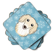 Load image into Gallery viewer, Snowflake Longhair Creme Dachshund Coasters - Set of 4 Lightweight Foam, Absorbent Drink Coasters BB1646FC