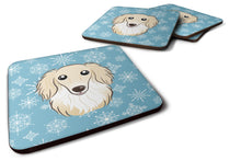 Load image into Gallery viewer, Snowflake Longhair Creme Dachshund Coasters - Set of 4 Lightweight Foam, Absorbent Drink Coasters BB1646FC