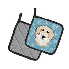 Load image into Gallery viewer, Snowflake Longhair Creme Dachshund Pot Holders - Set of 2 - Heat-Resistant Kitchen Essentials BB1646PTHD