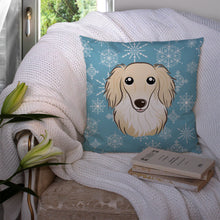 Load image into Gallery viewer, Snowflake Longhair Creme Dachshund Throw Pillow - 14x14 Decorative Pillow – Art for Your Home &amp; Patio BB1646PW1414