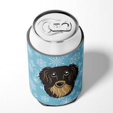 Load image into Gallery viewer, Snowflake Longhair Black and Tan Dachshund Can or Bottle Hugger BB1647CC