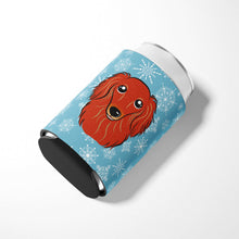 Load image into Gallery viewer, Snowflake Longhair Red Dachshund Can or Bottle Hugger BB1648CC