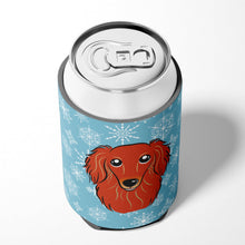 Load image into Gallery viewer, Snowflake Longhair Red Dachshund Can or Bottle Hugger BB1648CC