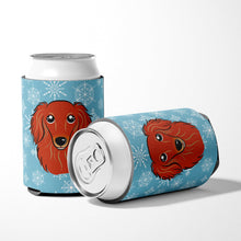 Load image into Gallery viewer, Snowflake Longhair Red Dachshund Can or Bottle Hugger BB1648CC
