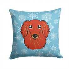 Load image into Gallery viewer, Snowflake Longhair Red Dachshund Throw Pillow - 14x14 Decorative Pillow – Art for Your Home &amp; Patio BB1648PW1414