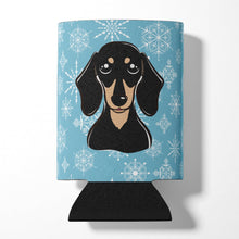 Load image into Gallery viewer, Snowflake Smooth Black and Tan Dachshund Can or Bottle Hugger BB1649CC