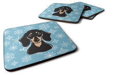 Load image into Gallery viewer, Snowflake Smooth Black and Tan Dachshund Coasters - Set of 4 Lightweight Foam, Absorbent Drink Coasters BB1649FC