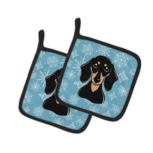 Load image into Gallery viewer, Snowflake Smooth Black and Tan Dachshund Pot Holders - Set of 2 - Heat-Resistant Kitchen Essentials BB1649PTHD