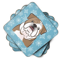 Load image into Gallery viewer, Snowflake English Bulldog  Coasters - Set of 4 Lightweight Foam, Absorbent Drink Coasters BB1653FC