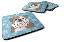 Load image into Gallery viewer, Snowflake English Bulldog  Coasters - Set of 4 Lightweight Foam, Absorbent Drink Coasters BB1653FC
