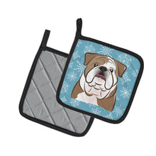 Load image into Gallery viewer, Snowflake English Bulldog Pot Holders - Set of 2 - Heat-Resistant Kitchen Essentials BB1653PTHD