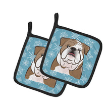 Load image into Gallery viewer, Snowflake English Bulldog Pot Holders - Set of 2 - Heat-Resistant Kitchen Essentials BB1653PTHD