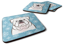 Load image into Gallery viewer, Snowflake White English Bulldog  Coasters - Set of 4 Lightweight Foam, Absorbent Drink Coasters BB1654FC