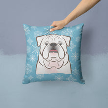 Load image into Gallery viewer, Snowflake White English Bulldog  Throw Pillow - 14x14 Decorative Pillow – Art for Your Home &amp; Patio BB1654PW1414