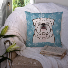 Load image into Gallery viewer, Snowflake White English Bulldog  Throw Pillow - 14x14 Decorative Pillow – Art for Your Home &amp; Patio BB1654PW1414