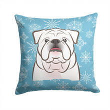 Load image into Gallery viewer, Snowflake White English Bulldog  Throw Pillow - 14x14 Decorative Pillow – Art for Your Home &amp; Patio BB1654PW1414