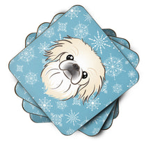 Load image into Gallery viewer, Snowflake Pekingese Coasters - Set of 4 Lightweight Foam, Absorbent Drink Coasters BB1655FC