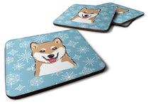 Load image into Gallery viewer, Snowflake Shiba Inu Coasters - Set of 4 Lightweight Foam, Absorbent Drink Coasters BB1659FC