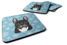 Load image into Gallery viewer, Snowflake French Bulldog Coasters - Set of 4 Lightweight Foam, Absorbent Drink Coasters BB1661FC