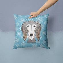 Load image into Gallery viewer, Snowflake Saluki Throw Pillow - 14x14 Decorative Pillow – Art for Your Home &amp; Patio BB1663PW1414