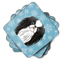 Load image into Gallery viewer, Snowflake Japanese Chin Coasters - Set of 4 Lightweight Foam, Absorbent Drink Coasters BB1664FC