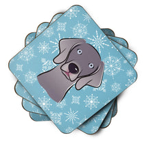 Load image into Gallery viewer, Snowflake Weimaraner Coasters - Set of 4 Lightweight Foam, Absorbent Drink Coasters BB1665FC