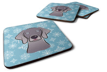 Load image into Gallery viewer, Snowflake Weimaraner Coasters - Set of 4 Lightweight Foam, Absorbent Drink Coasters BB1665FC