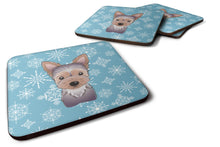 Load image into Gallery viewer, Snowflake Yorkie Puppy Coasters - Set of 4 Lightweight Foam, Absorbent Drink Coasters BB1666FC