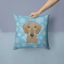 Load image into Gallery viewer, Snowflake Wirehaired Dachshund Throw Pillow - 14x14 Decorative Pillow – Art for Your Home &amp; Patio BB1667PW1414