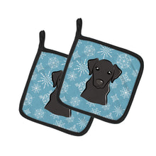 Load image into Gallery viewer, Snowflake Black Labrador Pot Holders - Set of 2 - Heat-Resistant Kitchen Essentials BB1669PTHD