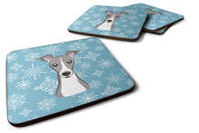 Load image into Gallery viewer, Snowflake Italian Greyhound Coasters - Set of 4 Lightweight Foam, Absorbent Drink Coasters BB1670FC