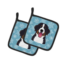 Load image into Gallery viewer, Snowflake Bernese Mountain Dog Pot Holders - Set of 2 - Heat-Resistant Kitchen Essentials BB1671PTHD