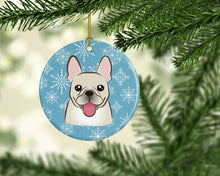 Load image into Gallery viewer, Snowflake French Bulldog Ornament - Round Ceramic Ornament – Artist-Designed Keepsake Decoration BB1672CO1