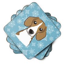Load image into Gallery viewer, Snowflake Beagle Coasters - Set of 4 Lightweight Foam, Absorbent Drink Coasters BB1673FC