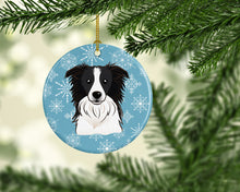 Load image into Gallery viewer, Snowflake Border Collie Ornament - Round Ceramic Ornament – Artist-Designed Keepsake Decoration BB1675CO1