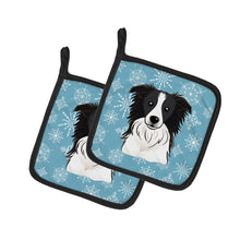 Load image into Gallery viewer, Snowflake Border Collie Pot Holders - Set of 2 - Heat-Resistant Kitchen Essentials BB1675PTHD