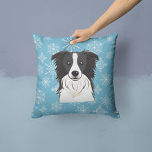 Load image into Gallery viewer, Snowflake Border Collie Throw Pillow - 14x14 Decorative Pillow – Art for Your Home &amp; Patio BB1675PW1414