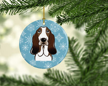 Load image into Gallery viewer, Snowflake Basset Hound Ornament - Round Ceramic Ornament – Artist-Designed Keepsake Decoration BB1677CO1